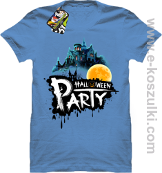 Halloween Party Moon Castle - koszulka męska błękitna