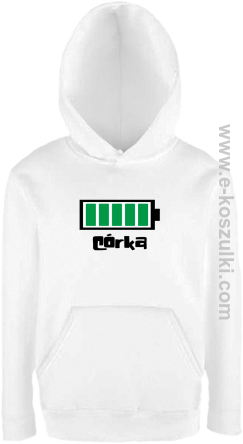Córka Bateria 100% - bluza z kapturem biała