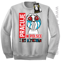 Pracuję w Polsce... - bluza z memem bez kaptura melanż