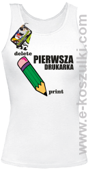 Pierwsza drukarka - delete - print - modny top damski z nadrukiem biały
