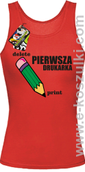 Pierwsza drukarka - delete - print - modny top damski z nadrukiem czerwony
