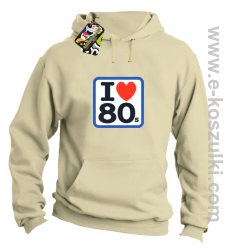 I love 80s - bluza z kapturem beżowy