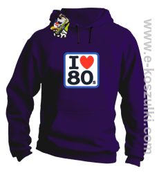I love 80s - bluza  z kapturem fioletowy