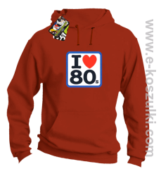 I love 80s - bluza  z kapturem pomarańczowy
