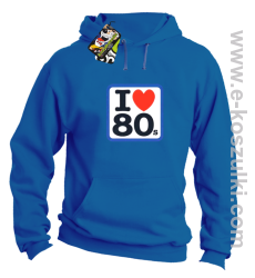 I love 80s - bluza  z kapturem niebieski
