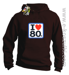 I love 80s - bluza z kapturem brązowy