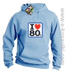 I love 80s - bluza  z kapturem błękitny