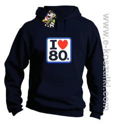 I love 80s - bluza  z kapturem granatowy