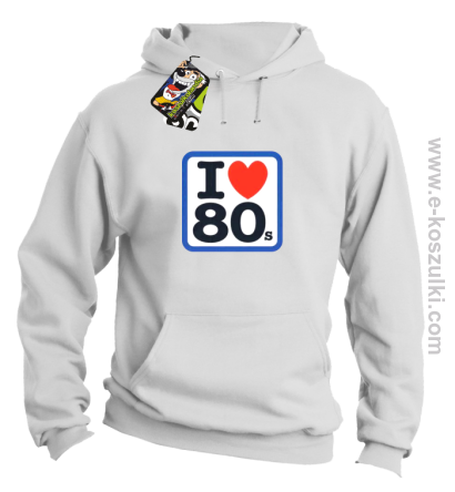 I love 80s - bluza  z kapturem biały