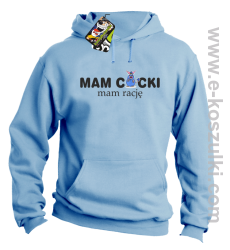 Mam cycki - Mam rację - bluza z kapturem błękitna