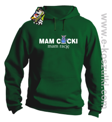 Mam cycki - Mam rację - bluza z kapturem zielona
