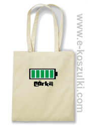 Córka Bateria 100% - torba z nadrukiem beżowa
