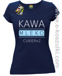 Kawa mleko cukier - koszulka damska granatowa