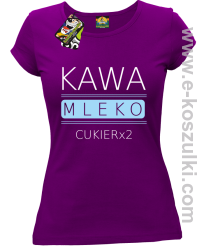 Kawa mleko cukier - koszulka damska fioletowa