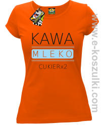 Kawa mleko cukier - koszulka damska pomarańczowa