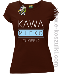 Kawa mleko cukier - koszulka damska brązowa