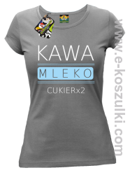 Kawa mleko cukier - koszulka damska szara