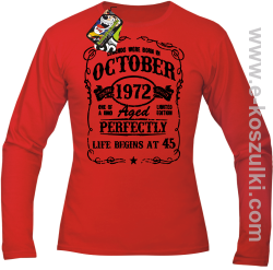 Legends were born in October Aged Perfectly Life Begins - z własną personalizacją - longsleeve męski czerwony