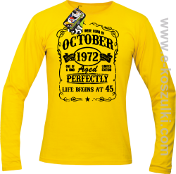 Legends were born in October Aged Perfectly Life Begins - z własną personalizacją - longsleeve męski żółty