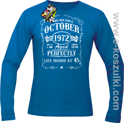 Legends were born in October Aged Perfectly Life Begins - z własną personalizacją - longsleeve męski niebieski