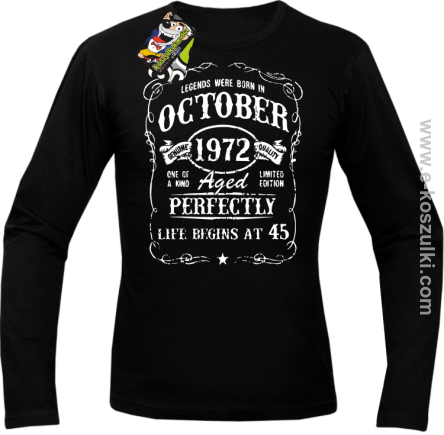 Legends were born in October Aged Perfectly Life Begins - z własną personalizacją - longsleeve męski czarny