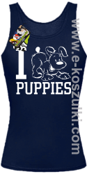 I Love Puppies - top damski granatowy