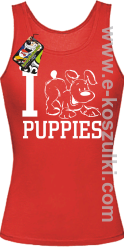 I Love Puppies - top damski czerwony