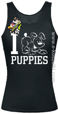 I Love Puppies - top damski czarny