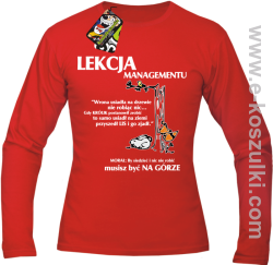 Lekcja managementu - morał musisz być na górze - longsleeve męski czerwony
