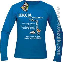 Lekcja managementu - morał musisz być na górze - longsleeve męski niebieski