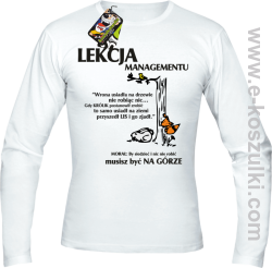 Lekcja managementu - morał musisz być na górze - longsleeve męski biały