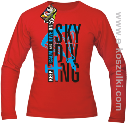 Skydiving keep calm and dive on - longsleeve męski czerwony