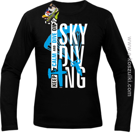 Skydiving keep calm and dive on - longsleeve męski czarny