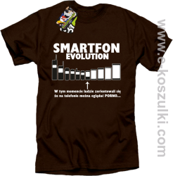 Smartfon evolution - koszulka męska - brązowa