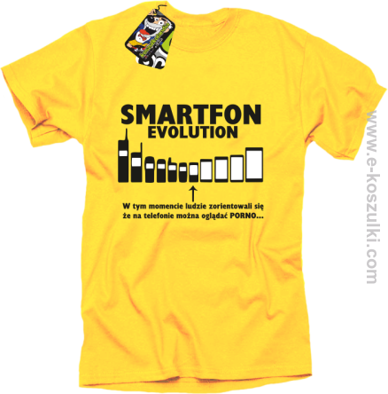 Smartfon evolution - koszulka męska - żółta