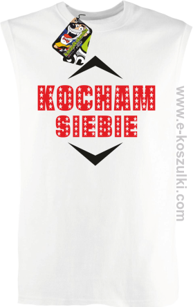 Kocham siebie - bezrękawnik męski biały