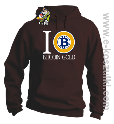I love Bitcoin Gold - bluza męska z kapturem brązowa