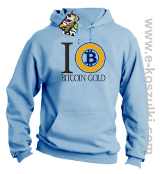 I love Bitcoin Gold - bluza męska z kapturem błękitna