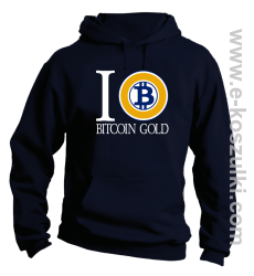I love Bitcoin Gold - bluza męska z kapturem granatowa
