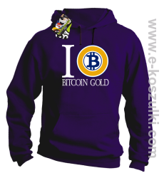 I love Bitcoin Gold - bluza męska z kapturem fioletowa