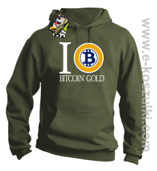 I love Bitcoin Gold - bluza męska z kapturem khaki