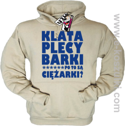 Klata, plecy, barki - bluza męska z kapturem - beżowy