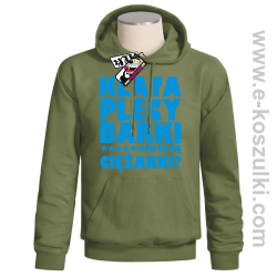 Klata, plecy, barki - bluza męska z kapturem - khaki