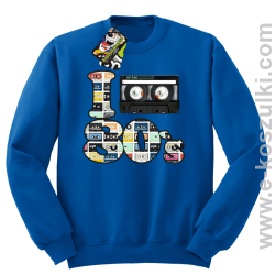 I love 80`s mix tape kaseta magnetofonowa - bluza bez kaptura niebieska