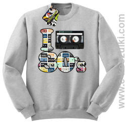 I love 80`s mix tape kaseta magnetofonowa - bluza bez kaptura melanżowa