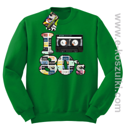 I love 80`s mix tape kaseta magnetofonowa - bluza bez kaptura zielona