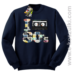 I love 80`s mix tape kaseta magnetofonowa - bluza bez kaptura granatowa