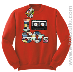 I love 80`s mix tape kaseta magnetofonowa - bluza bez kaptura czerwona