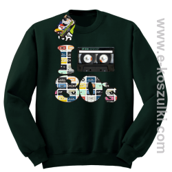 I love 80`s mix tape kaseta magnetofonowa - bluza bez kaptura butelkowy zielony