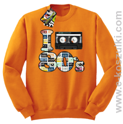I love 80`s mix tape kaseta magnetofonowa - bluza bez kaptura pomarańczowa